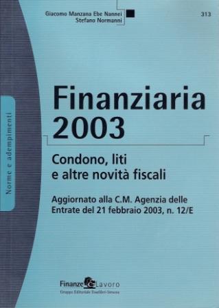 Copertina di Finanziaria 2003